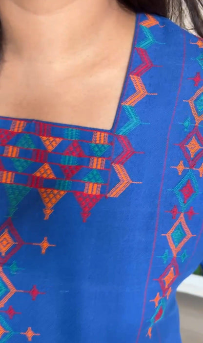 Hand embroidered Urmul dress - Blue