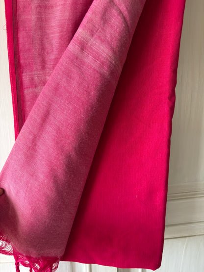 Handloom cotton saree - Rani pink Light