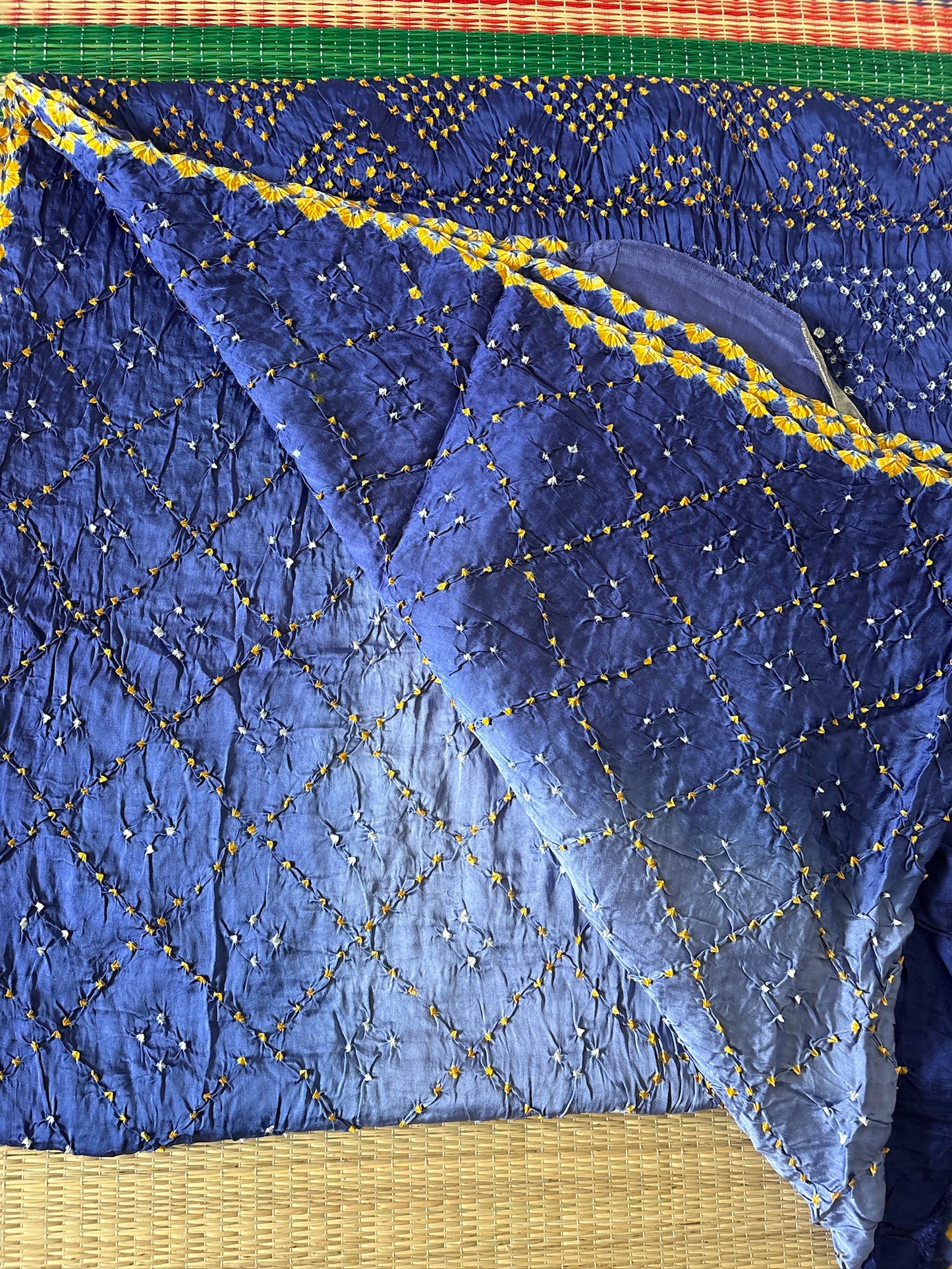 Gajji silk Bandhej saree with Zari pallu - Blue