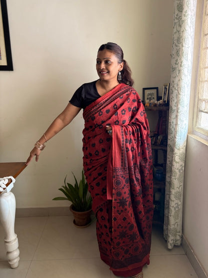 Vanaspati handblock printed pure cotton saree -4