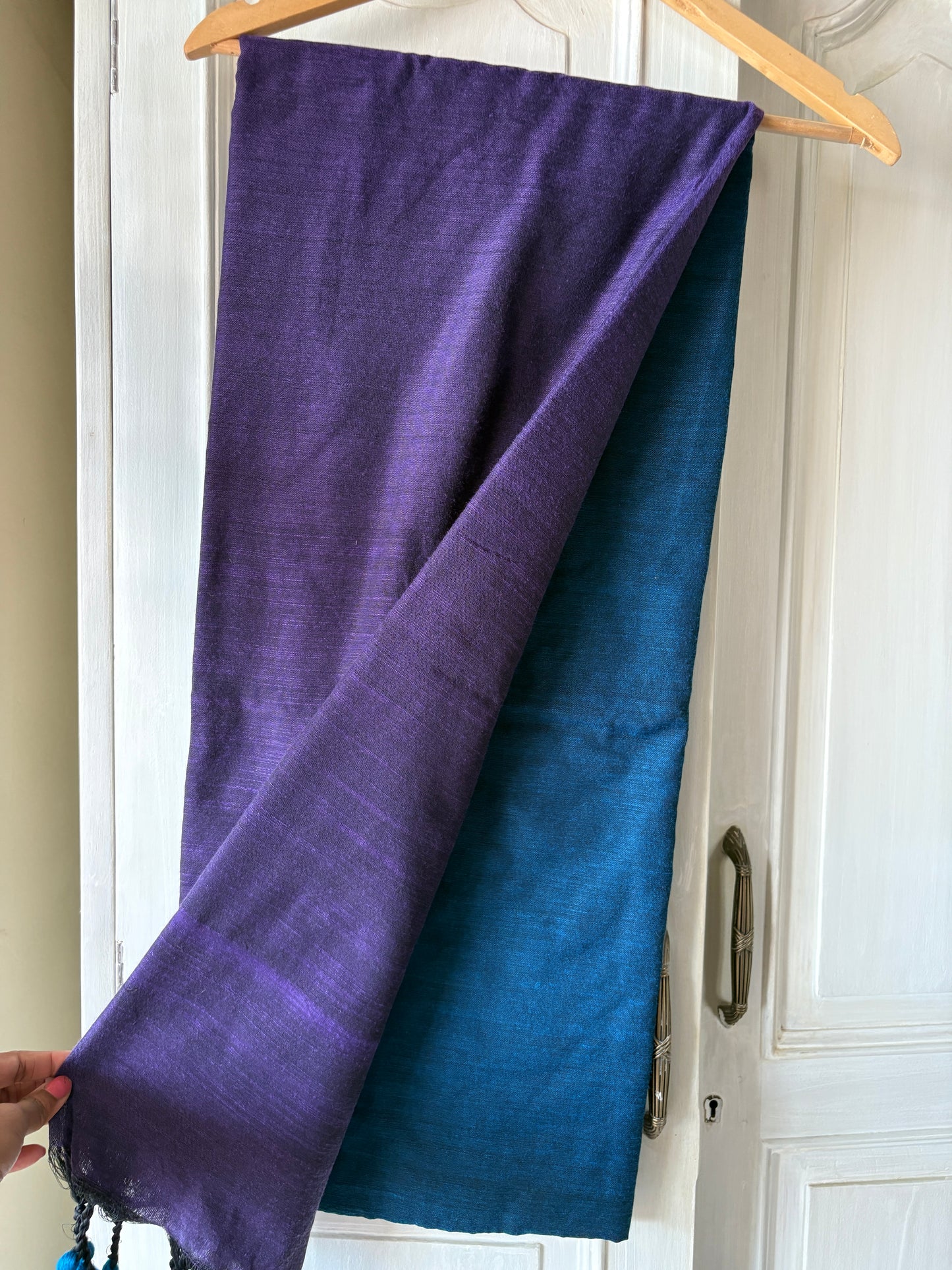 Handloom cotton saree - Blue & Purple