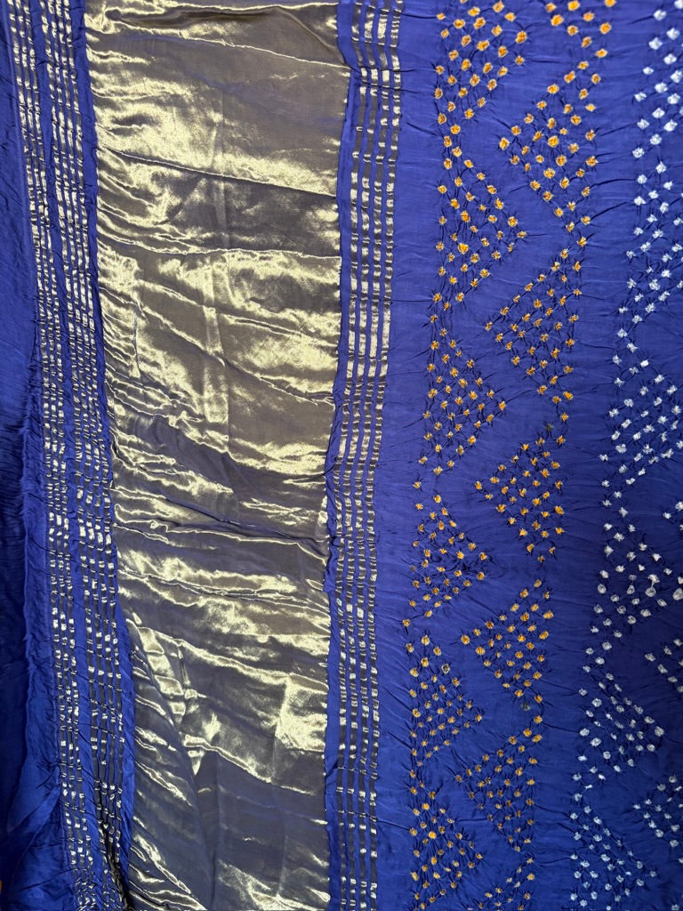 Gajji silk Bandhej saree with laadu design - Blue