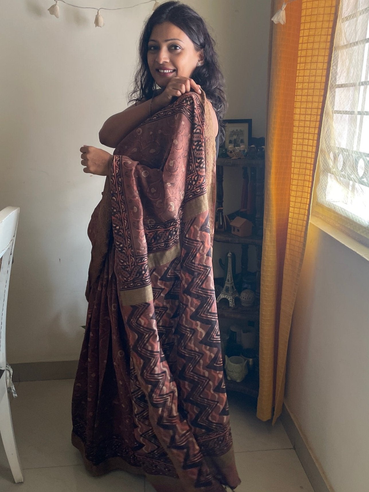 Maati - Handblock printed desi ghicha silk saree