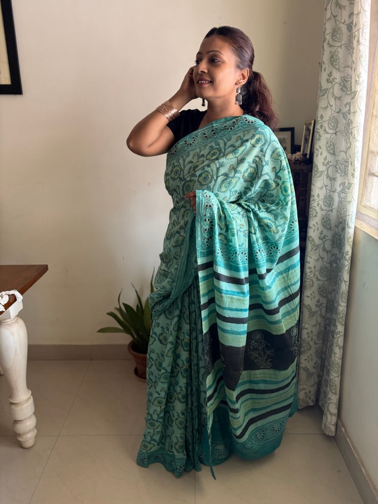 Vanaspati handblock print pure cotton saree - 7