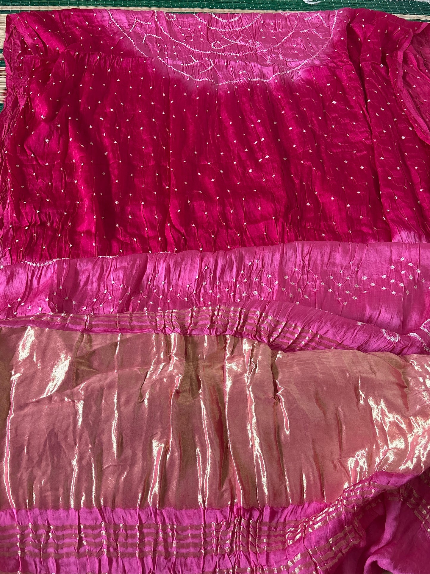 Bandhani Gajji silk saree with laadu design - Pink