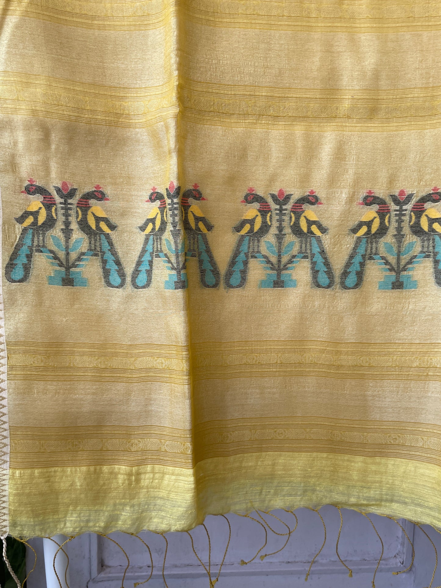 Pure Matka Silk jamdani saree - Yellow