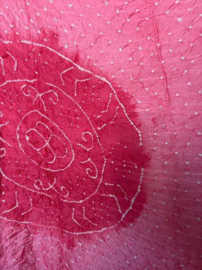 Bandhani Gajji silk saree with laadu design - Peach Pink