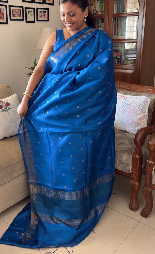 Pure Munga silk saree -Blue