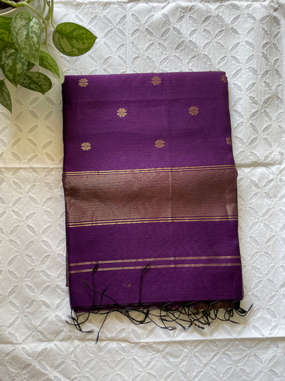 Sandhya - Pure Maheshwari silk cotton saree (Purple)