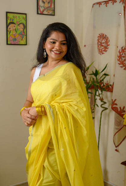 Holud jamdani saree - Handwoven Cotton Saree