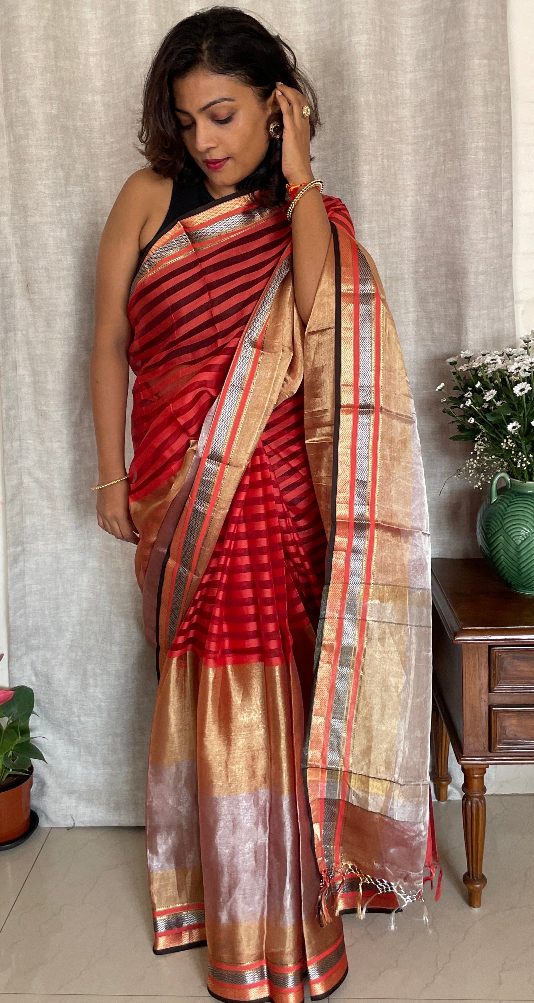 Pure Organza Silk Saree with Floral Style Embroidery Work - Pink –  ZariandResham