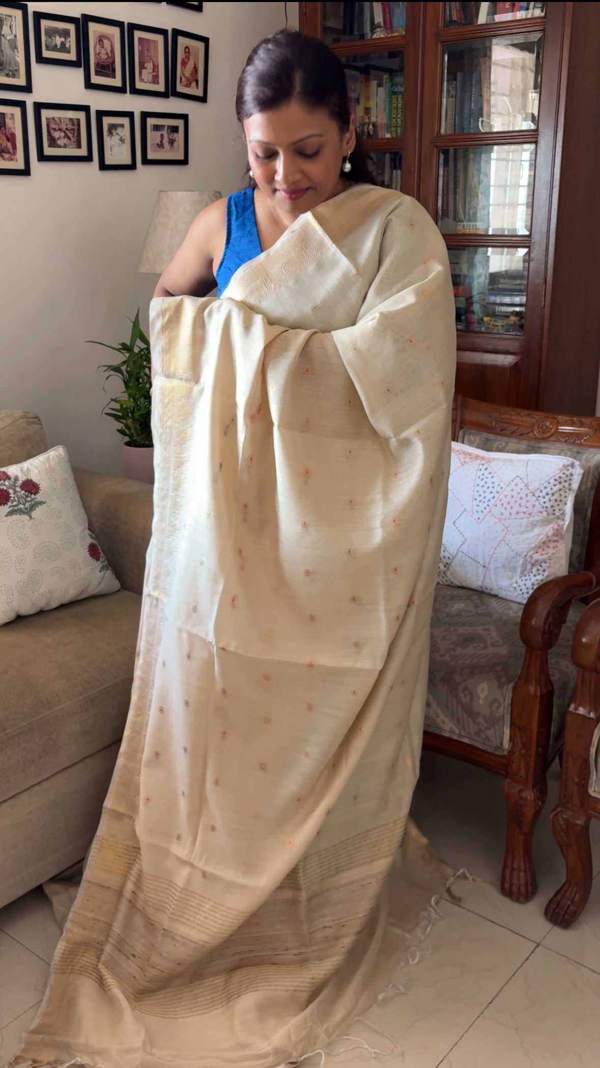 Pure Munga silk saree - Beige