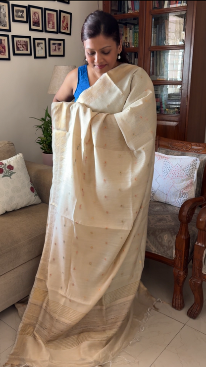 Pure Munga silk saree - Beige