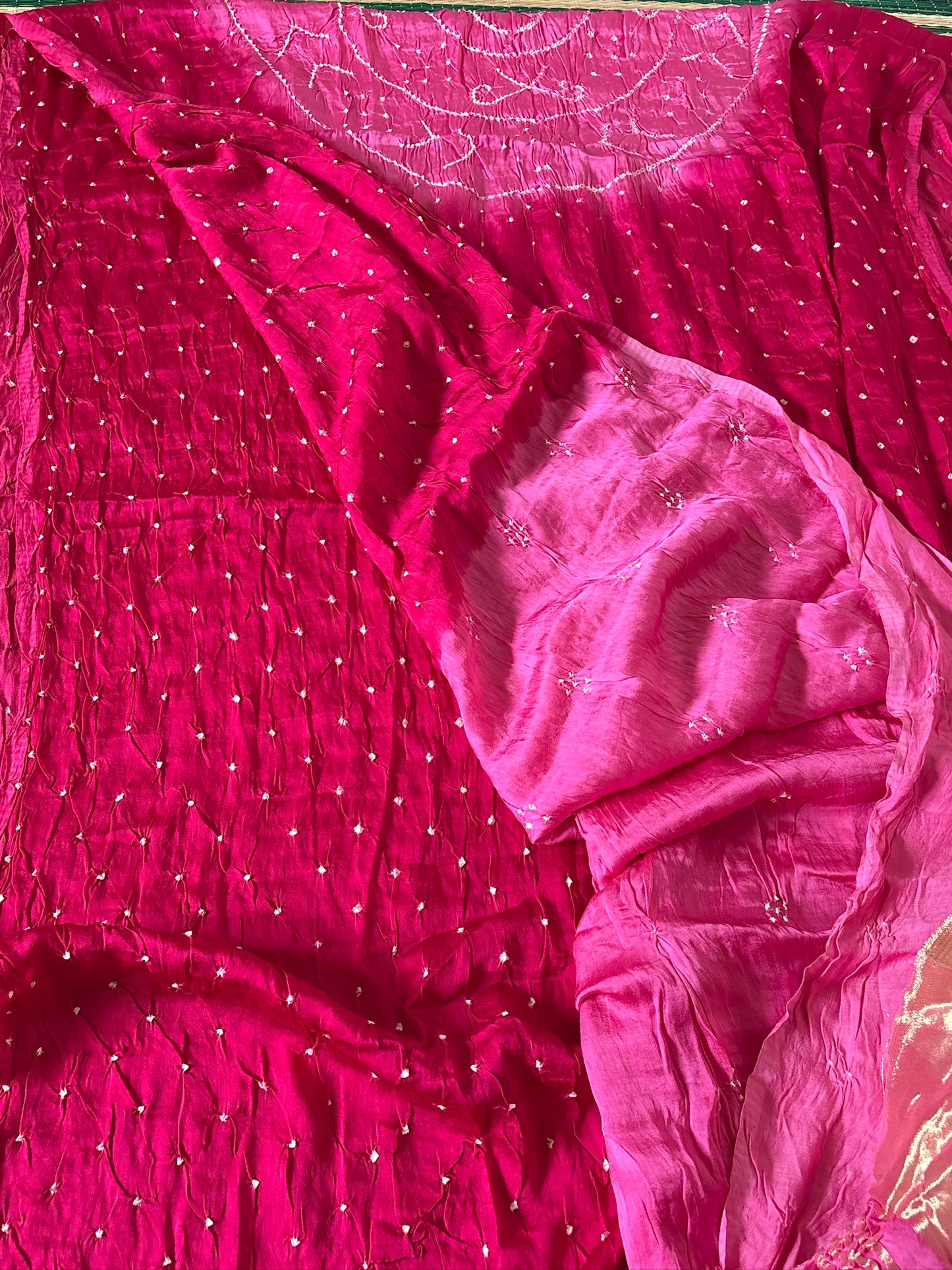 Bandhani Gajji silk saree with laadu design - Pink