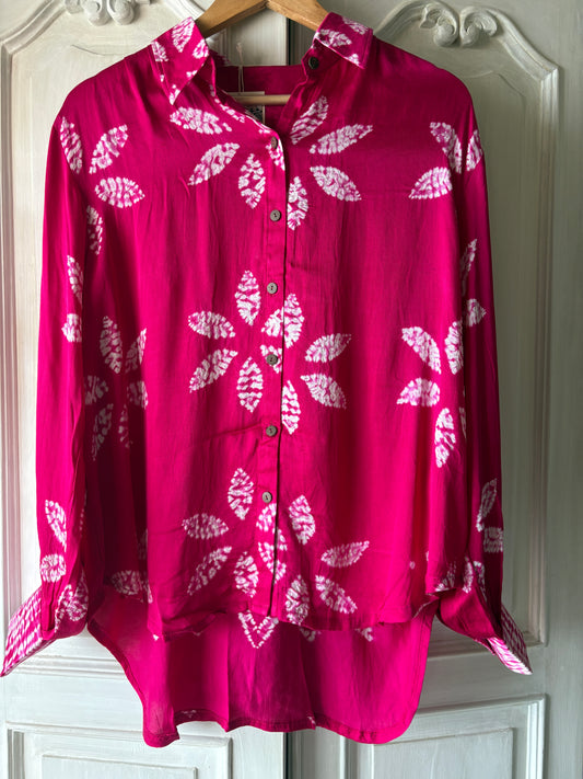 Deser Rosę 1 - Pure modal silk shirt with Shibori