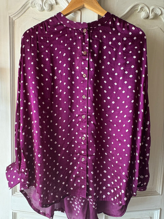 Desert Rose 3 - Bandhni pure modal silk shirt (purple)