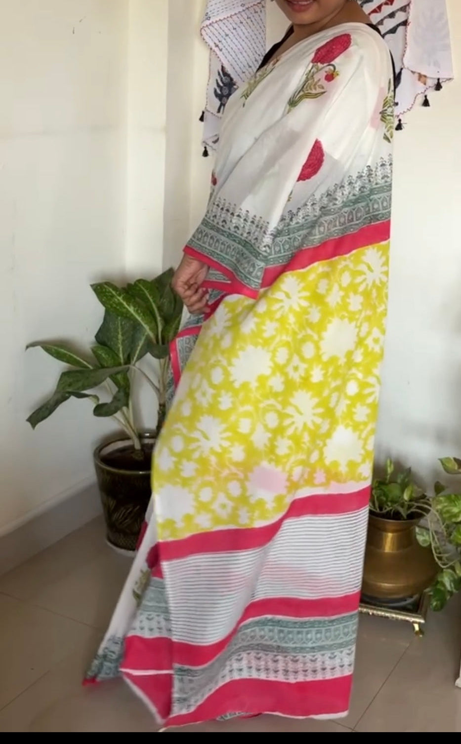 Handblock print mul cotton saree - 5