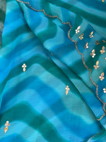 Chiffon lehriya saree - Blue