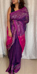 PURE LINEN ZORI JAMDANI SAREE - Jamun