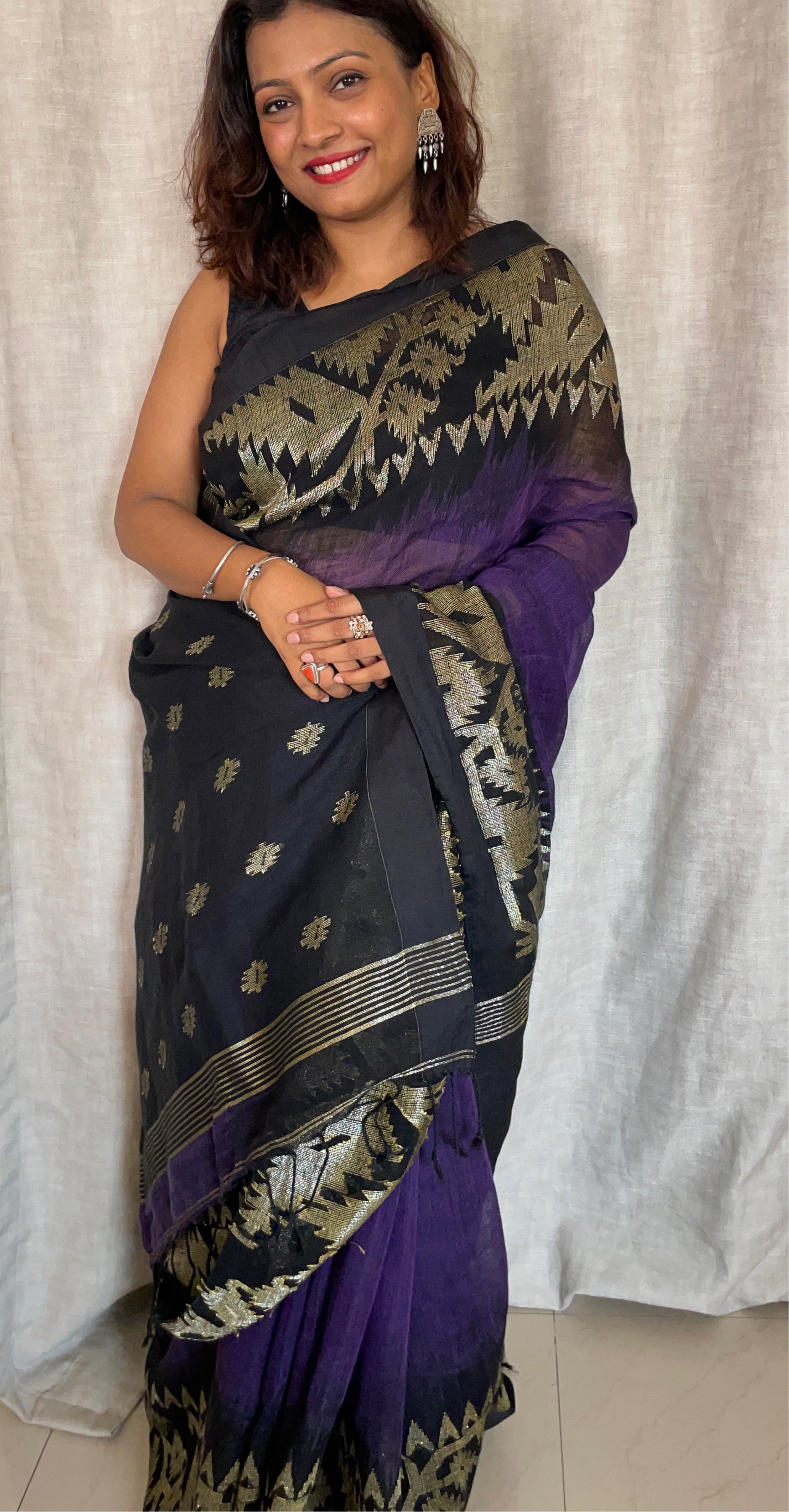 Printed Ladies Light Weighted Party Wear Purple And Black Stone Work Net  Saree at Best Price in Bidar | Danish Collection