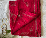MAHARANI PURE CHIFFON SAREE - Deep Pink