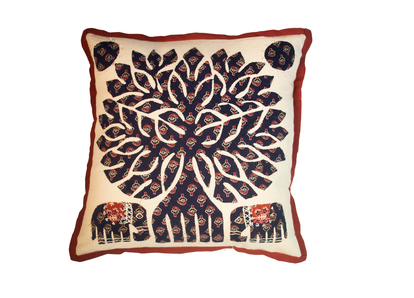 Patch Work Cushion Cover with "Tree of Life" Design - Set of 5