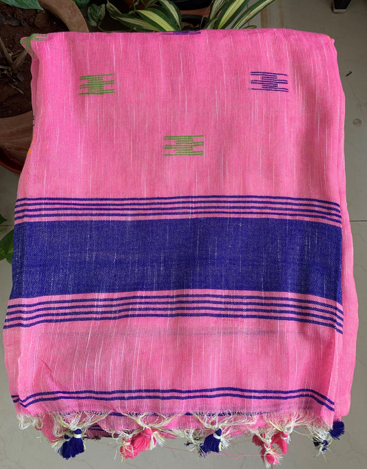 Cotton handloom jamdani saree  - Pink