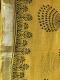 BAGRU HANDBLOCK PRINTED COTTON LINEN SAREE