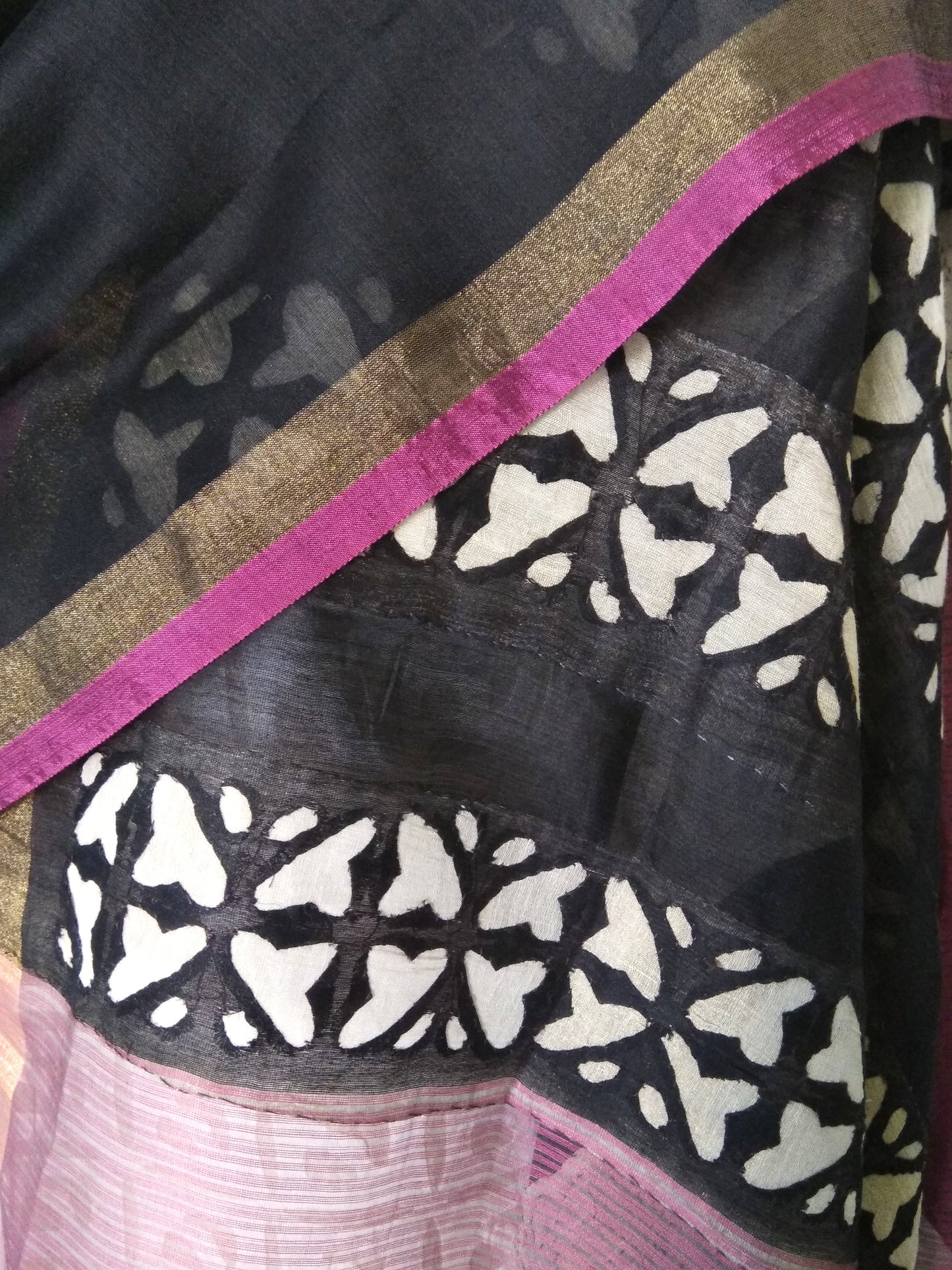 Chanderi Cotton Dupatta with Applique Work