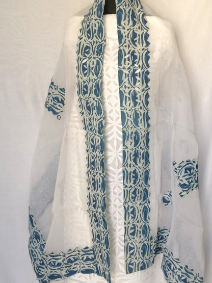 3 Pc. Suit Fabric - Cotton - Kurta & Dupatta with Applique Work and Bottom