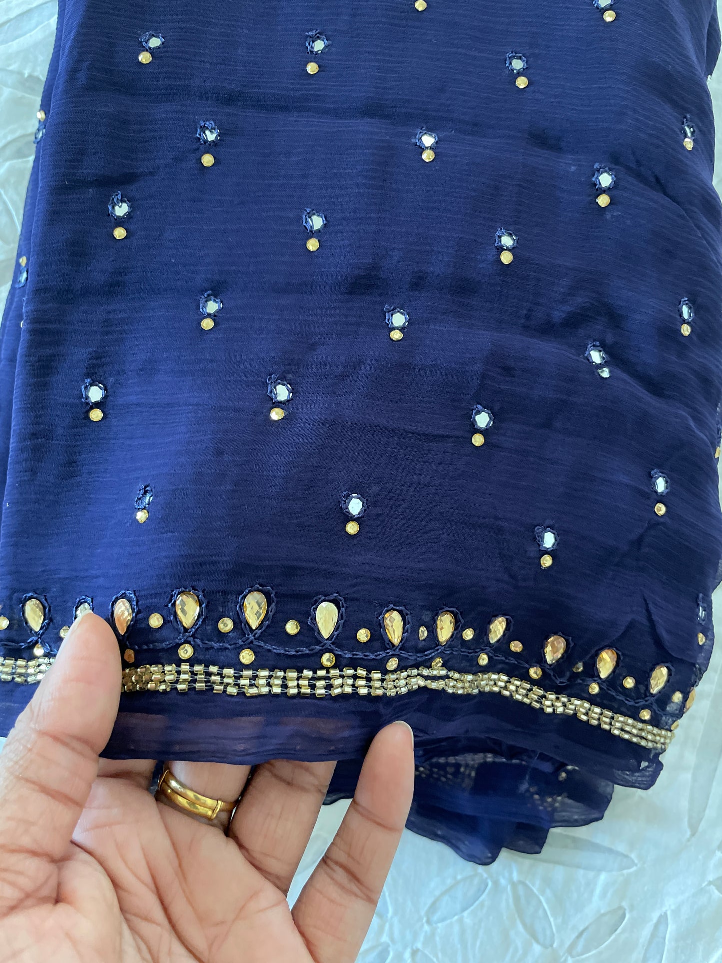Pure Chiffon Saree - Royal Blue