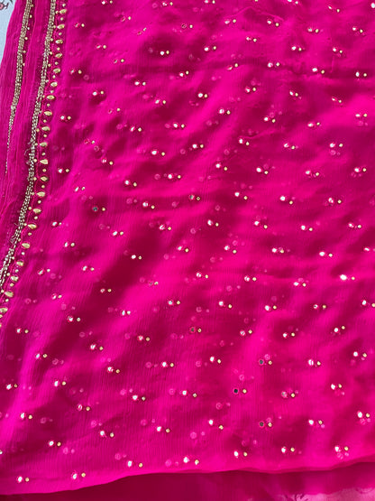 Pure Chiffon Saree - Rani Pink