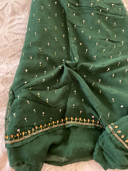 Pure Chiffon saree - Dark Green