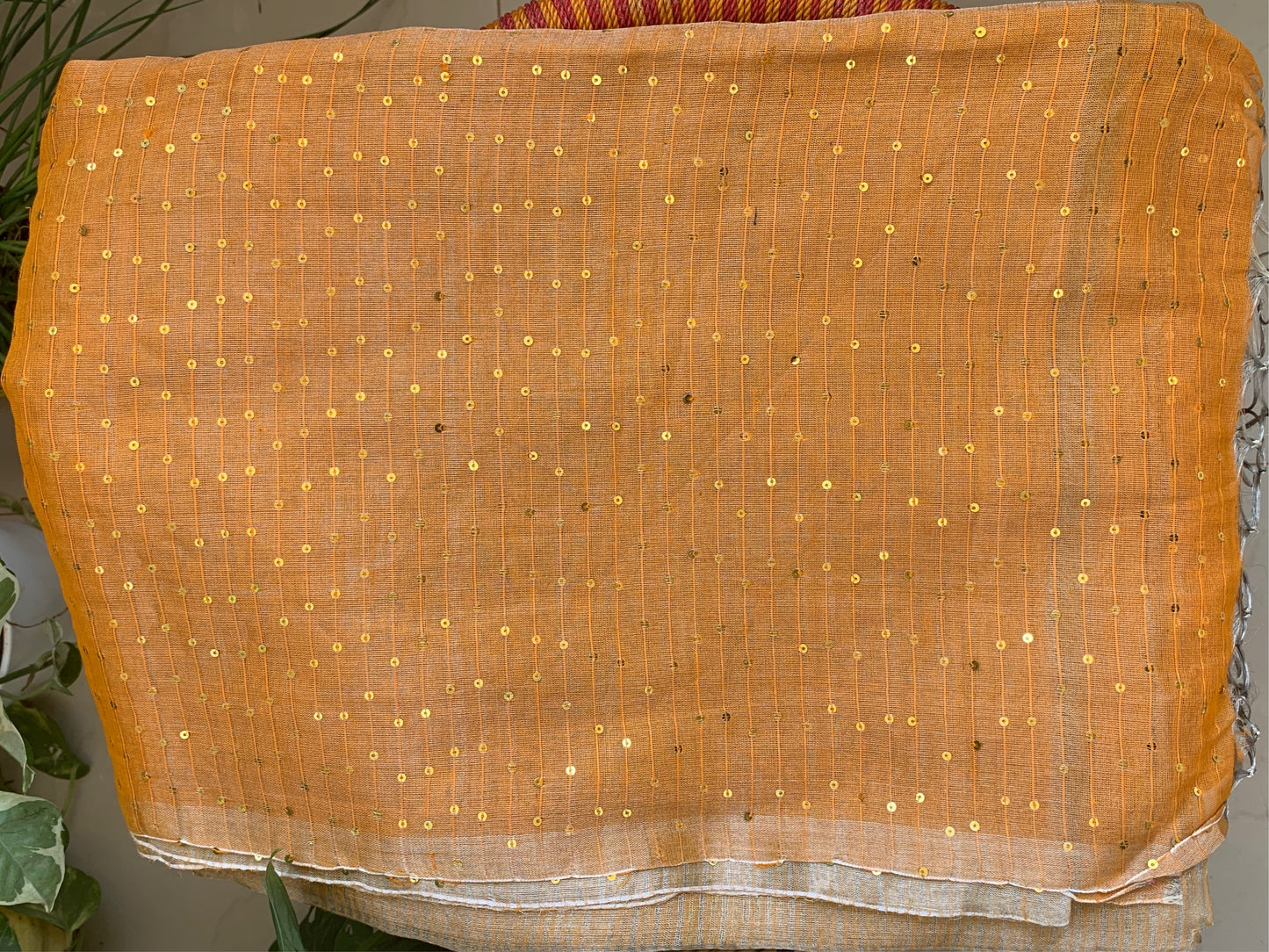 Pure tissue silk saree - Tangerine Gold